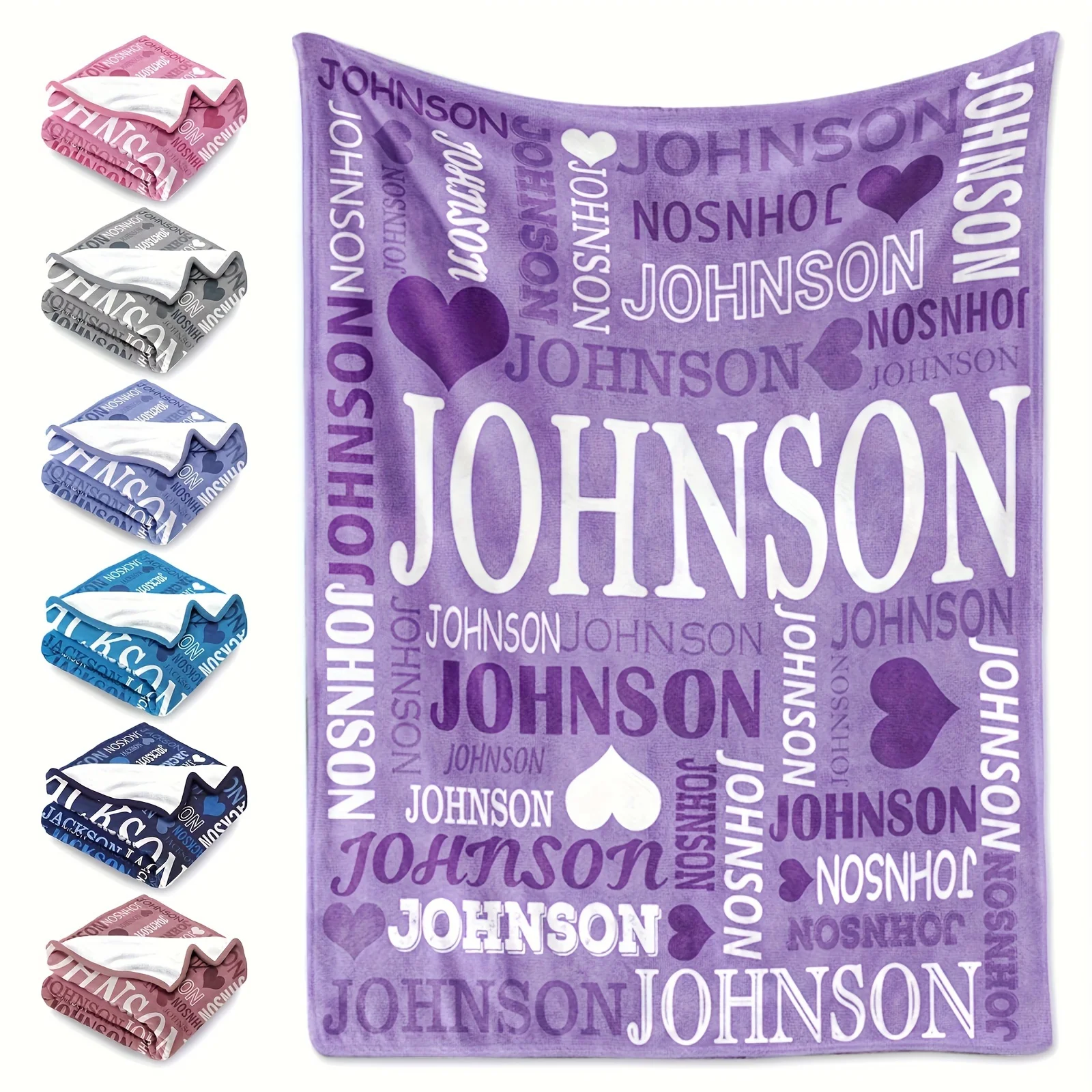 Personalized Multi-Color Printed Blanket with Name | Soft Flannel, Autumn Home Decor, Gift for Classmates, Family, Friends