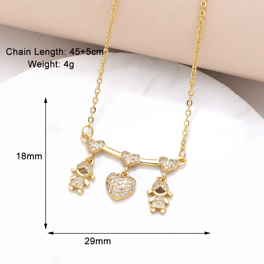FLOLA Small Crystal Boy and Girl Necklaces for Women Gold Plated Figure Necklace Couple Jewelry nkea069