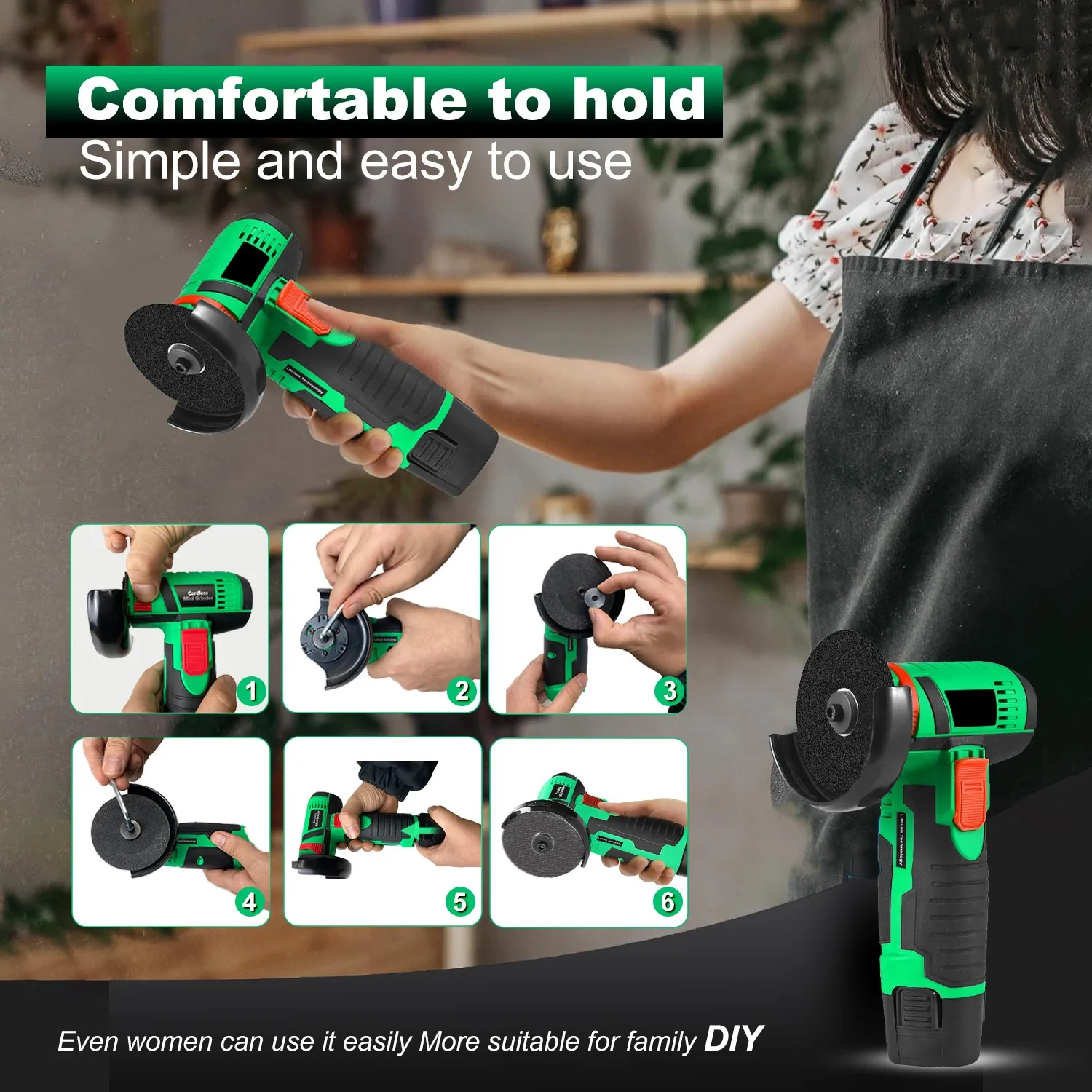 مطحنة زاوية صغيرة لاسلكية 12 فولت مع محرك مصقول أدوات كهربائية ذاتية الصنع لطحن المستودع الأمريكي المحلي