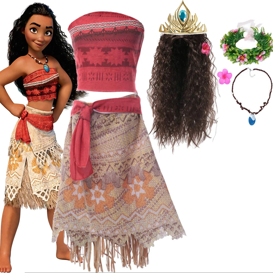 

Disney Baby Girls Kids Sleeveless Fancy Cosplay Costume Moana Vaiana Adventure Princess Dress Halloween Children Party Clothes