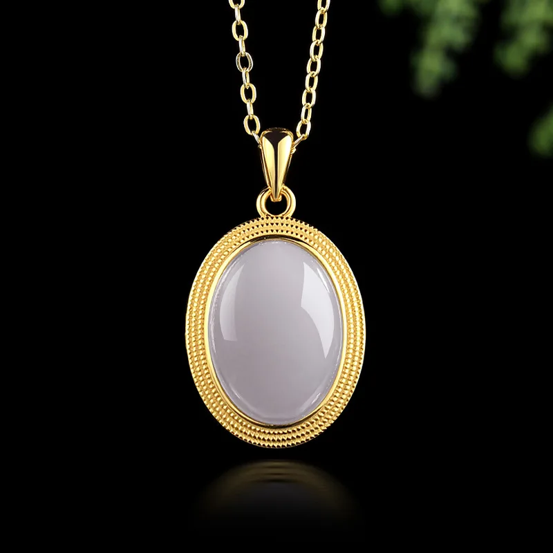Natural Hetian Jade Smoky Purple Pendant S925 Silver Inlay Men'S Necklace Women'S Style