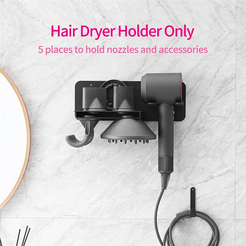 Hair Dryer Holder Wall Mounted Bathroom Blow Dryer Holder Storage Rack for Dyson Supersonic Hair Dryer