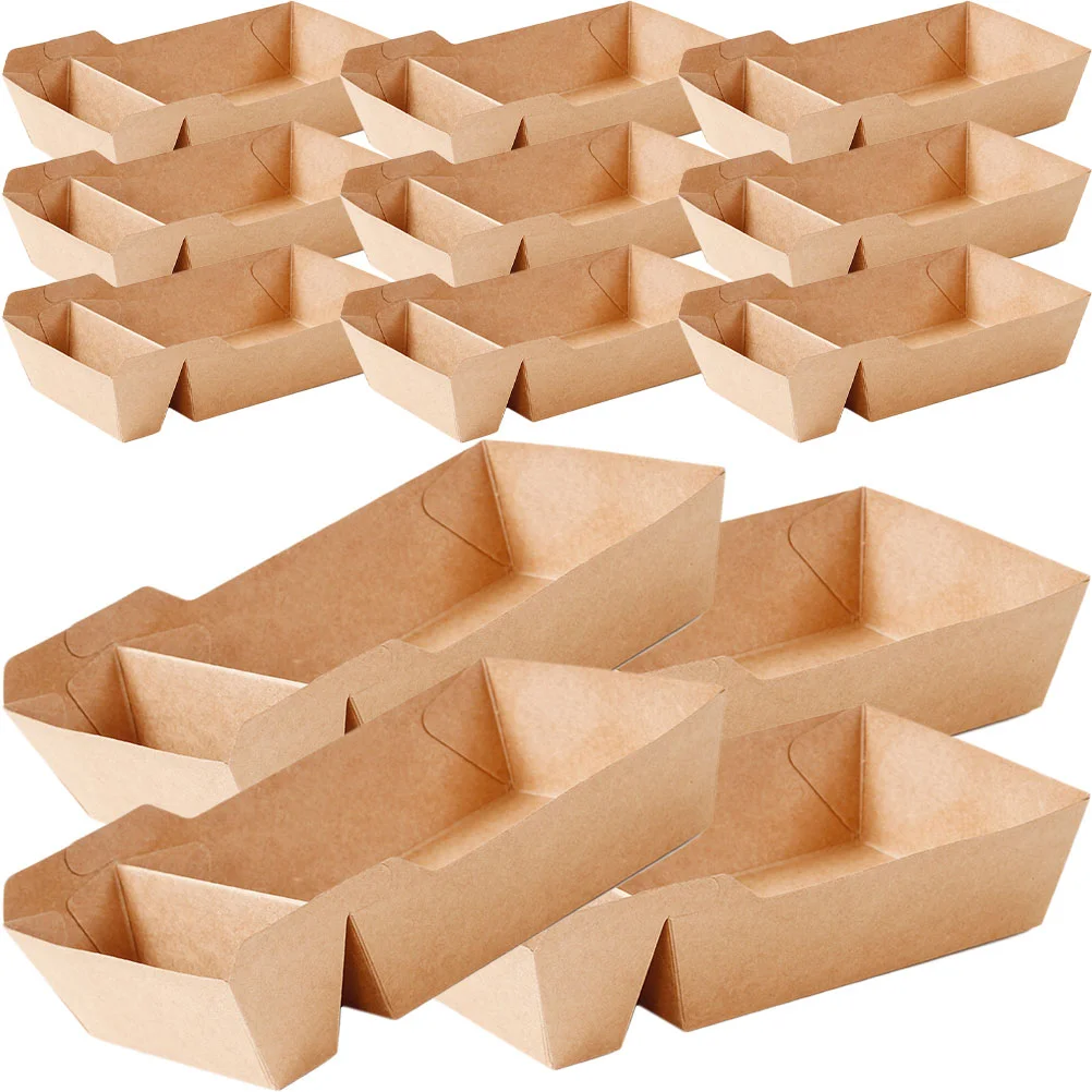 

50 Pcs Kraft Paper Snack Box Food Trays Case French Fries Boxes Containers Corn Flake Popcorn Cup Party Candy