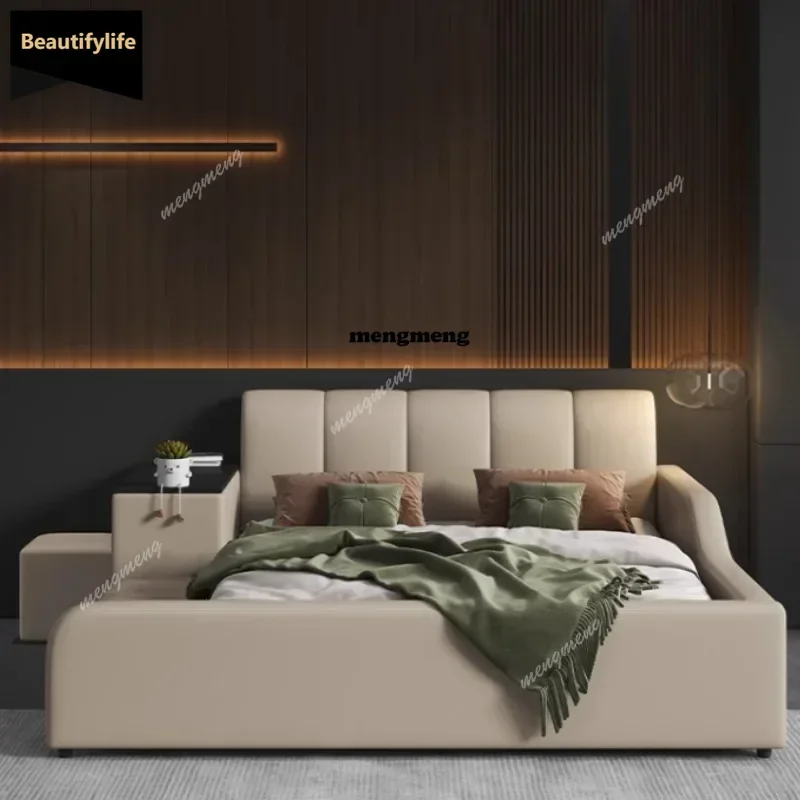 D80 Headboard Support Double Bed Wooden Nordic Luxury King Size Double Bed Storage Modern Cama Matrimonial Bedroom Furniture