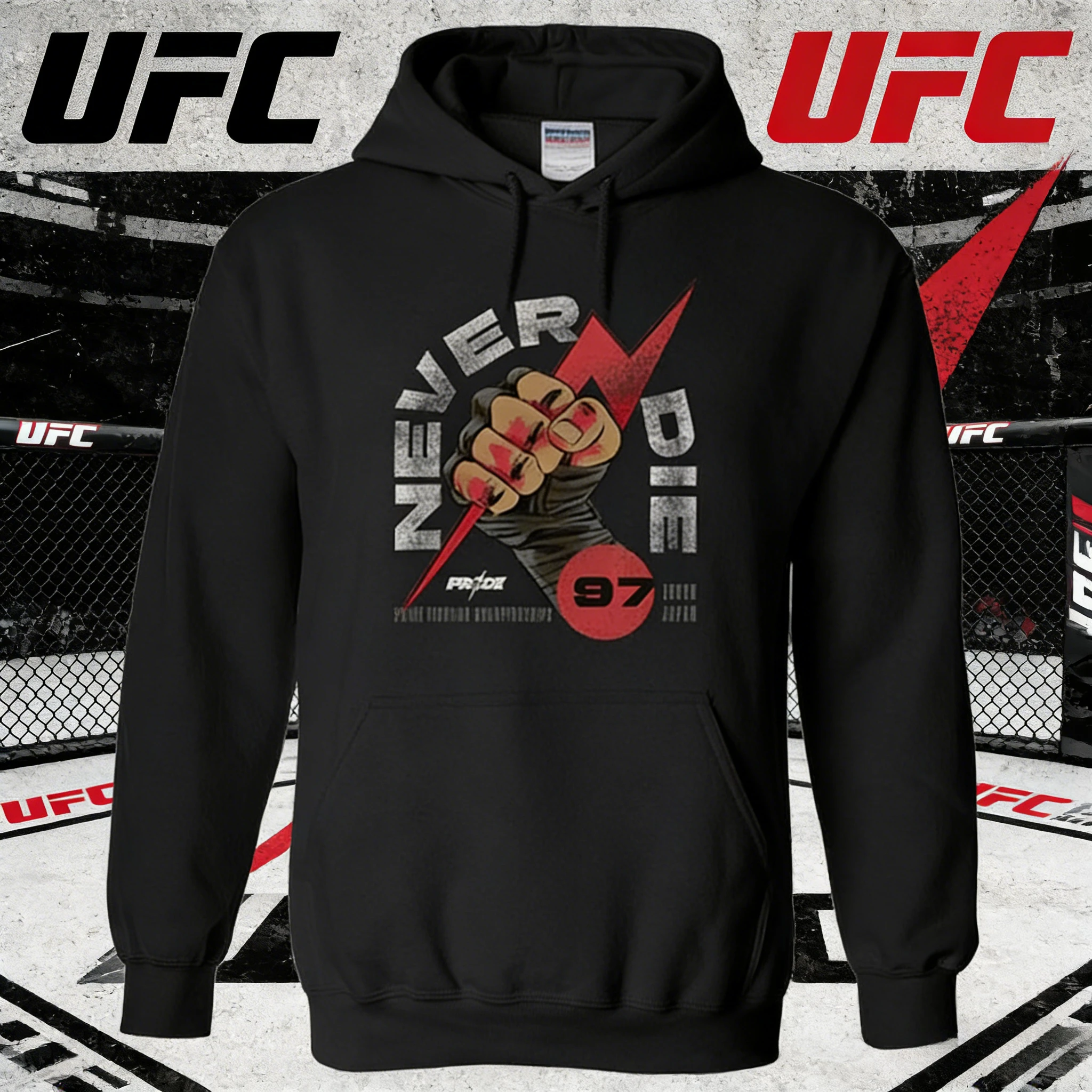 

Черная толстовка в стиле Ufc, вдохновляющая тема, 2025-26, осенне-зимняя свободная толстовка из чистого хлопка с принтом для мужчин и женщин