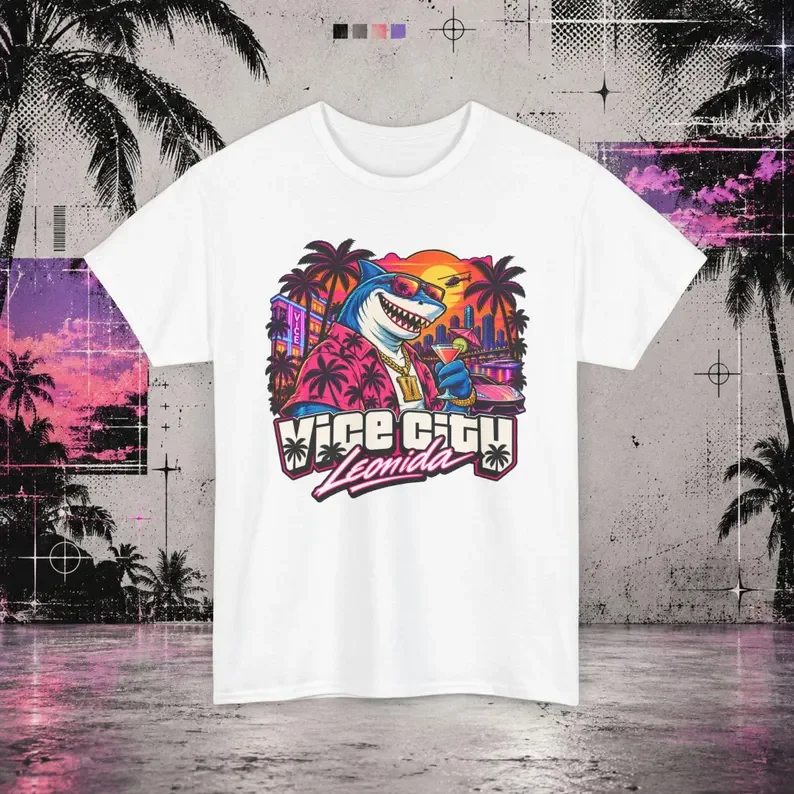 2026 GTA VI Grand Theft Auto 6 T-shirt Vice City Game Graphic Print Pure Cotton T-shirt Unisex Gamer Pullover Tops Ins Y2k