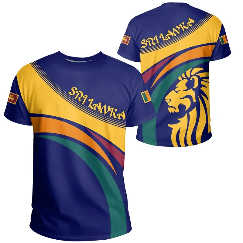 New 3D Printed Sri Lanka Flag T Shirt Men Street Coat Of Arms Graphics T-shirt Round Neck Short Sleeves Gym Fitness Tees Tops