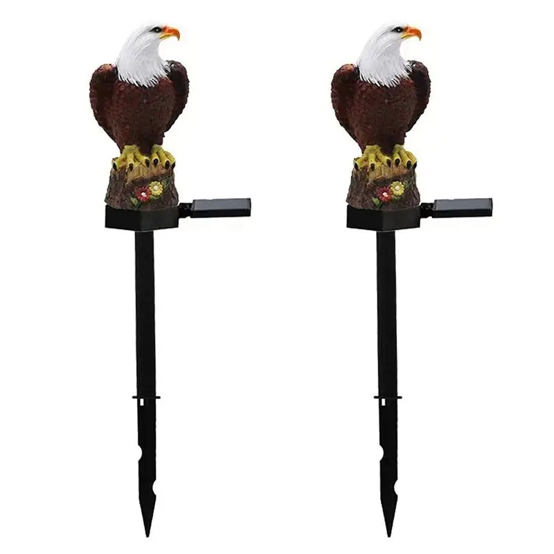 

A04G-2X Solar Garden Light Resin Bald Eagle Figurine Dusk Dawn Solar Yard Light Animal Solar Stake Light Outdoor Decorative
