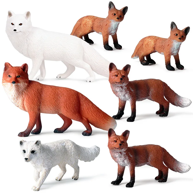 Wild Animal Simulation Solid Fox Model Big Red Fox Arctic Foxes Ferret Figurines Ornaments Toys Kids Science Biology Education