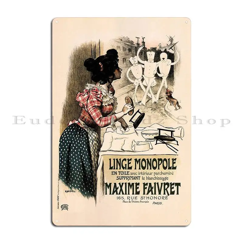 Linge Monopole Maxime Faivret 1900 Metal Sign Wall Mural Design Cinema Kitchen Club Tin Sign Poster