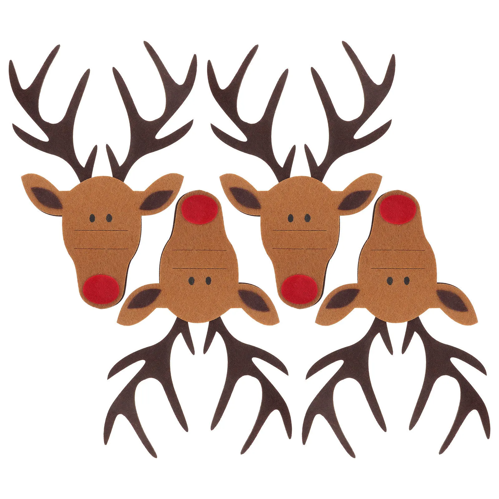

4Pcs Elk Shaped Cutlery Bags Christmas Party Tableware Holder Storage Cute Fork Pouches Dinning Decor Holiday