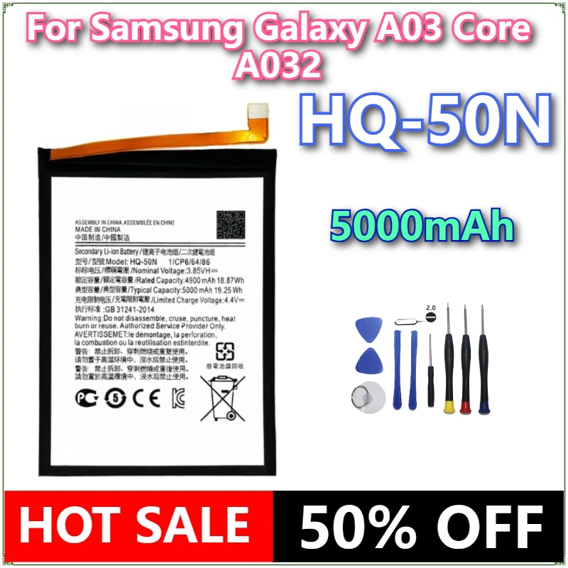 

Brand New HQ-50N 5000mAh Mobile Phone Battery For Samsung Galaxy A03 Core A032 Mobile Phone Batteries + tools