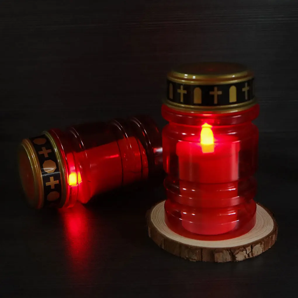 2x Garden LED Grave Light With Solar Electronic Candle For Cemetery Ritual Low Carbon Life Flameless