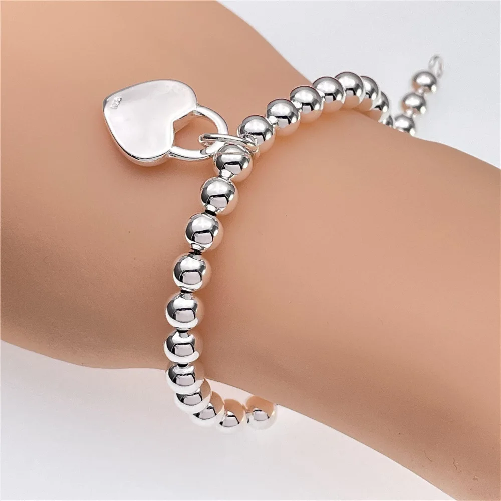 Street wild 925 sterling Silver charms Heart Pendant Bracelets for Women Fashion party wedding Original jewelry Holiday gifts