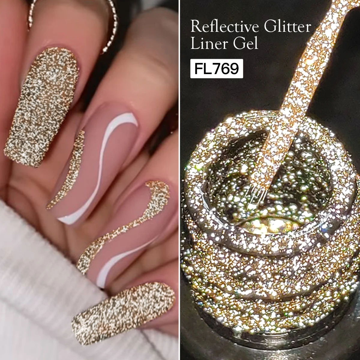 VIER LILY 5ml Reflecterende Glitter Liner Nagelgel Polish Goud Zilver Rood Fonkelende Nagelbenodigdheden UV/LED Vernis schildergel