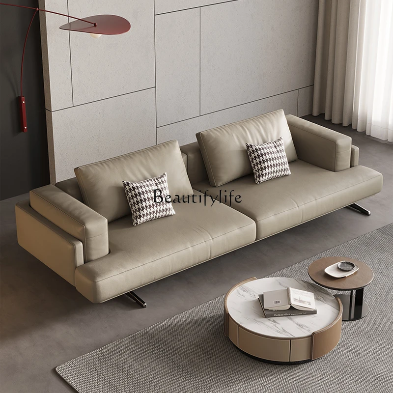 

110*Italian minimalist leather sofa modern simple household living room size apartment sofa light luxury suspended high-footed