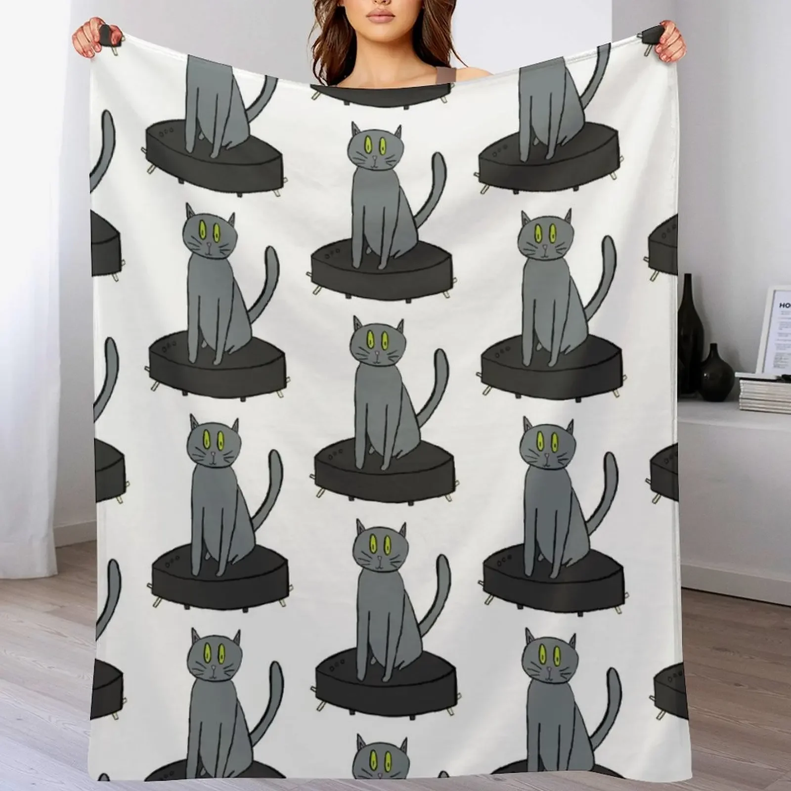 Roomba Cat Throw Blanket Warm Throw Blanket Gift for Anniversary