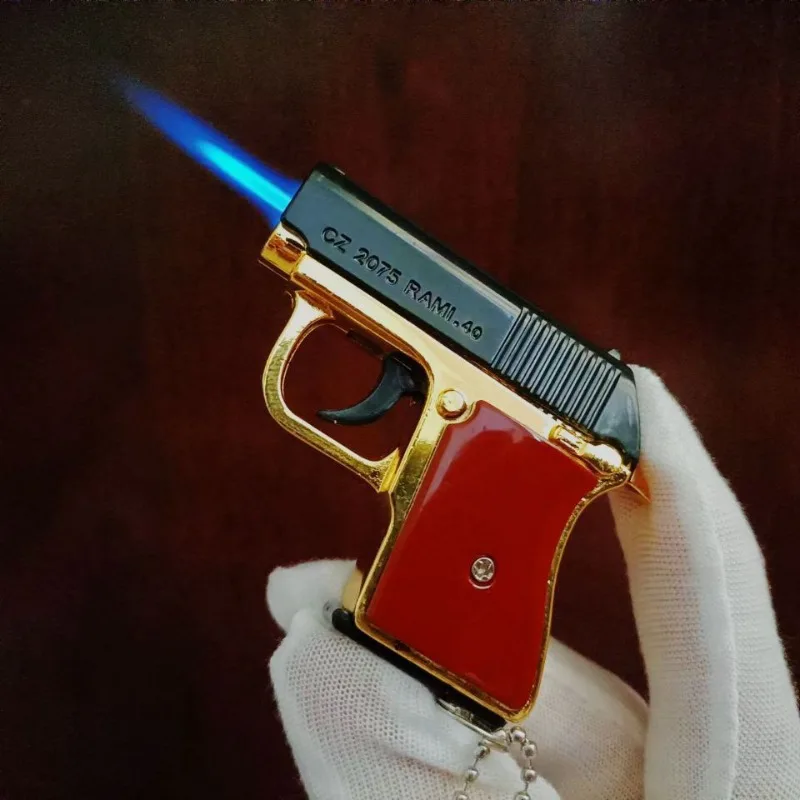 

Pistol Gun Lighter Windproof Open Flame Lighter Inflatable Metal Cigar igniter Blue Fire Cigarette Lighters & Smoking Accessorie