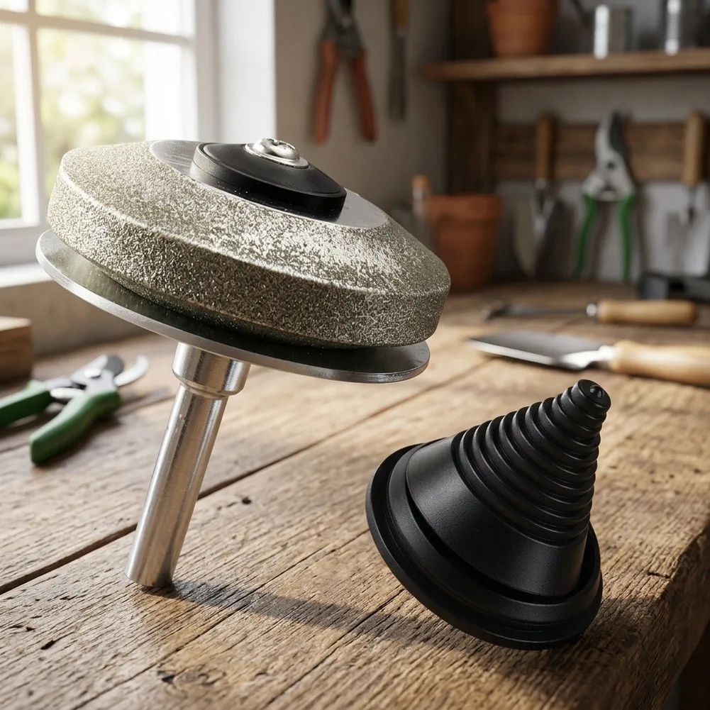 Electric Whetstone Sharpener for Drill Mounting Optimized for Lawn For Mower For Blades and Hedge Trimmer For Blades