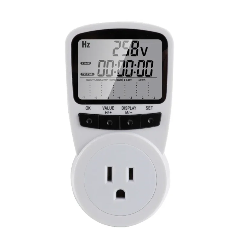 Plug-in Kilowatt Electricity Usage Monitors Electrical Power Consumption Watt Meter Tester for Energy Saving