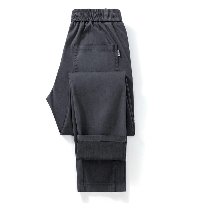 CUMUKKIYP Men's Straight Leg Casual Pants with Elastic Waistband, Stretchy Trousers Featuring Korean Style