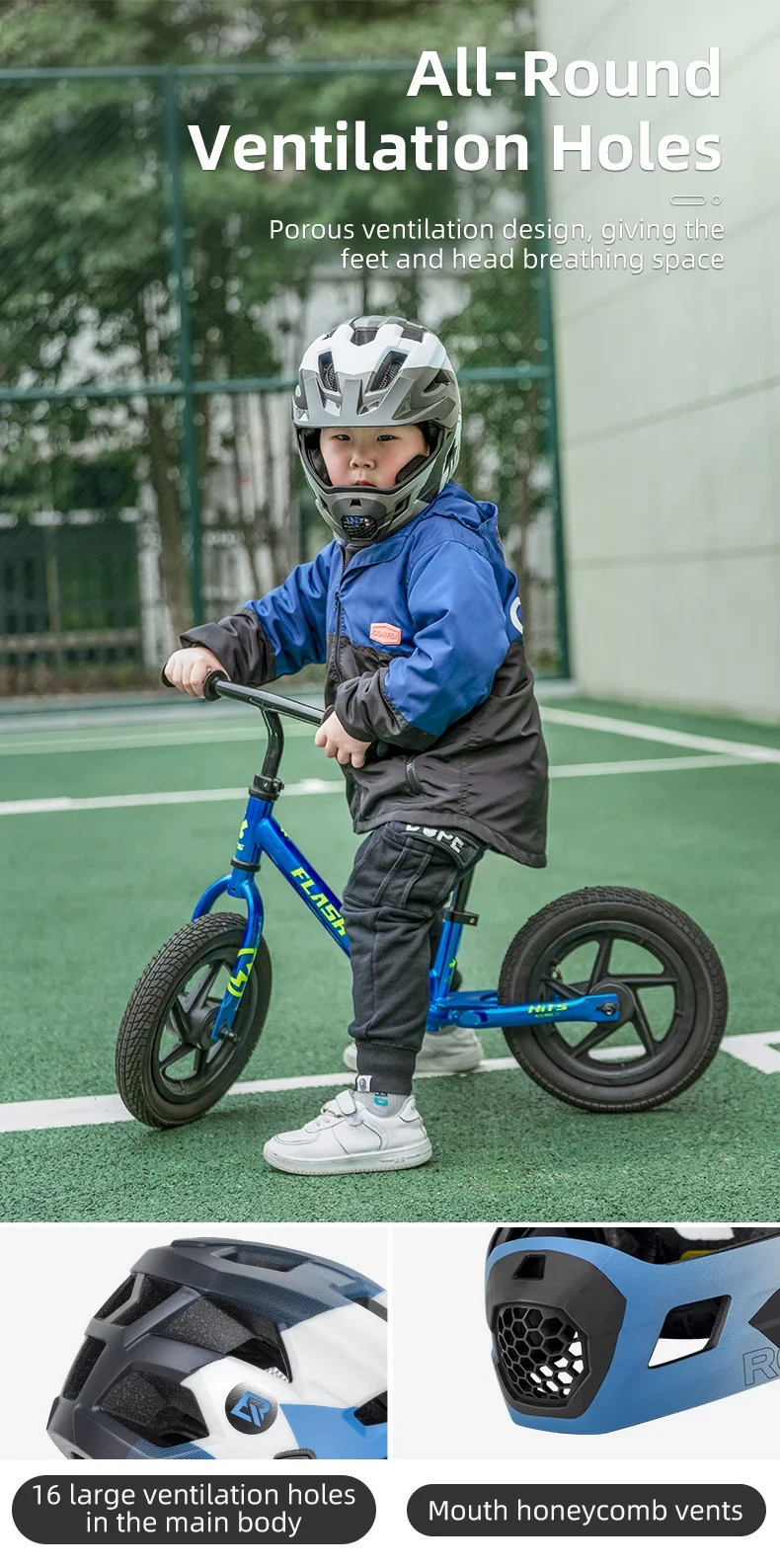 ROCKBROS Kinder-Fahrradhelm Abnehmbarer Vollvisier-Fahrradhelm für Kinder Skateboard-Roller-Sicherheitshelm MTB Rennrad-Helm – Detail 11