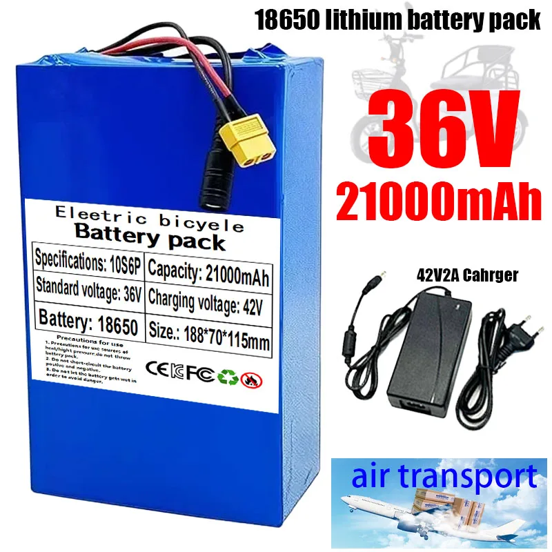 

New 10S6P 36V 21000mAh High-capacity Rechargeable 18650 Li-ion Battery Built in BMS Suitable for Electric Scooter Battery