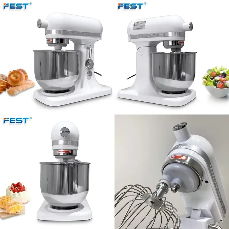 

【CHIMU HOME】Countertop White Planetary Dough Mixer Multifunctional Food Mixer for Bakery Cake Making