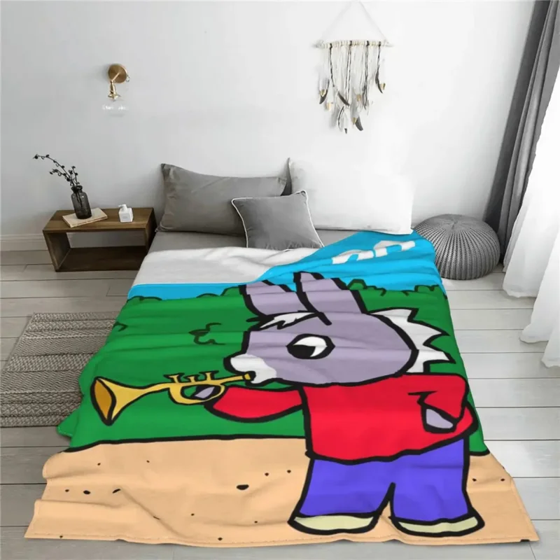 Trotro Cartoon Knitted Blankets Plush Throw Blanket Airplane Travel Decoration Soft Warm Bedspreads