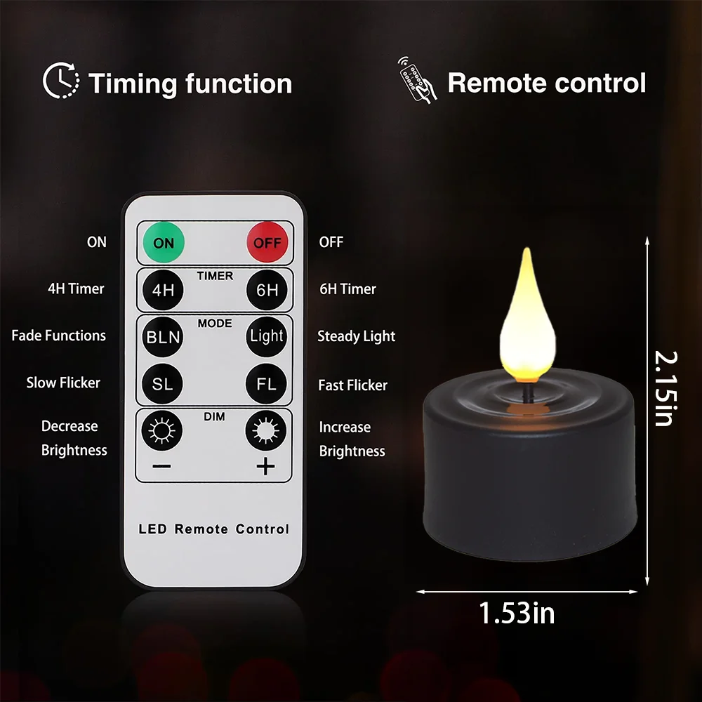 FPOO Flameless LED Candles Electronic Timer Remote USB Rechargeable Home Decor Candle For Wedding Christmas Halloween Tea Lights