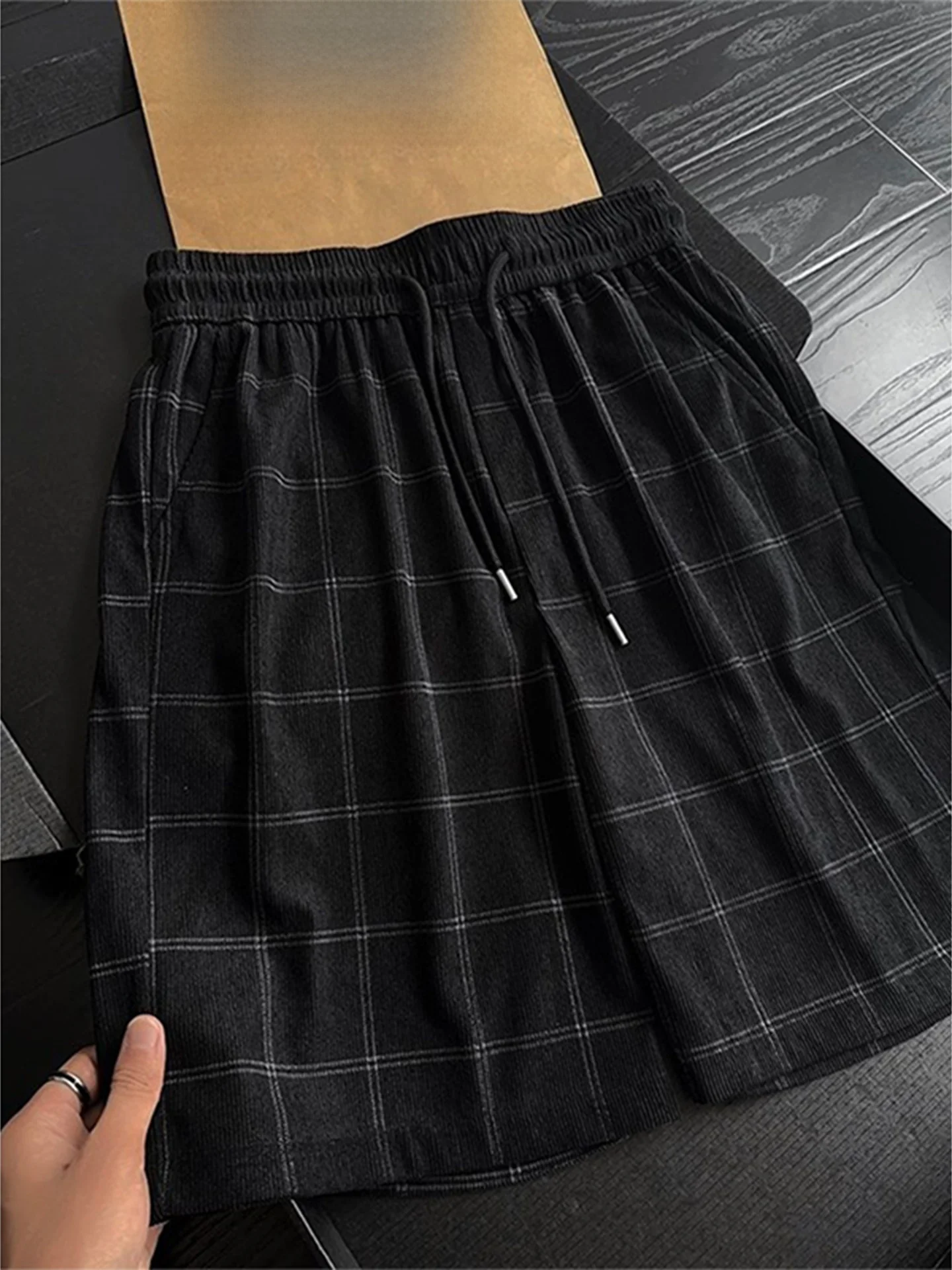 Cleanfit Men's Plaid Short Pants Summer Thin Texture Breathable Sporty Straight Leg Casual Five-Quarter Length Knitted Waist