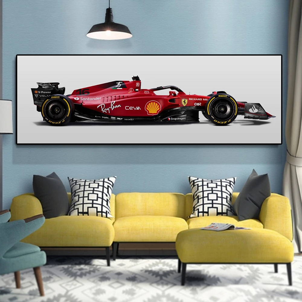 Super Formula F1-75 Sainz Racing Canvas Painting Leclerc Race Car Poster Print Red Team Supercar Club Wall Art Room Home Decor - view 4
