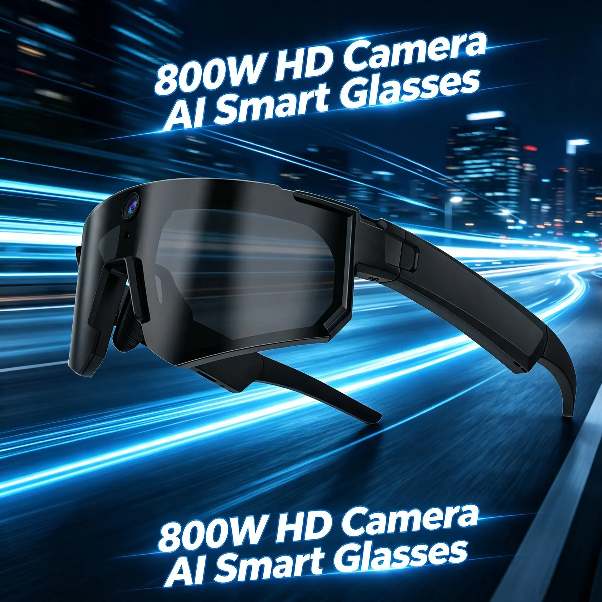 AI Smart HD Camera Glasses 800W Anti-shake 1080P Video Photo Sunglasses DualMic Cycling Sport ChatGPT Windproof Goggle