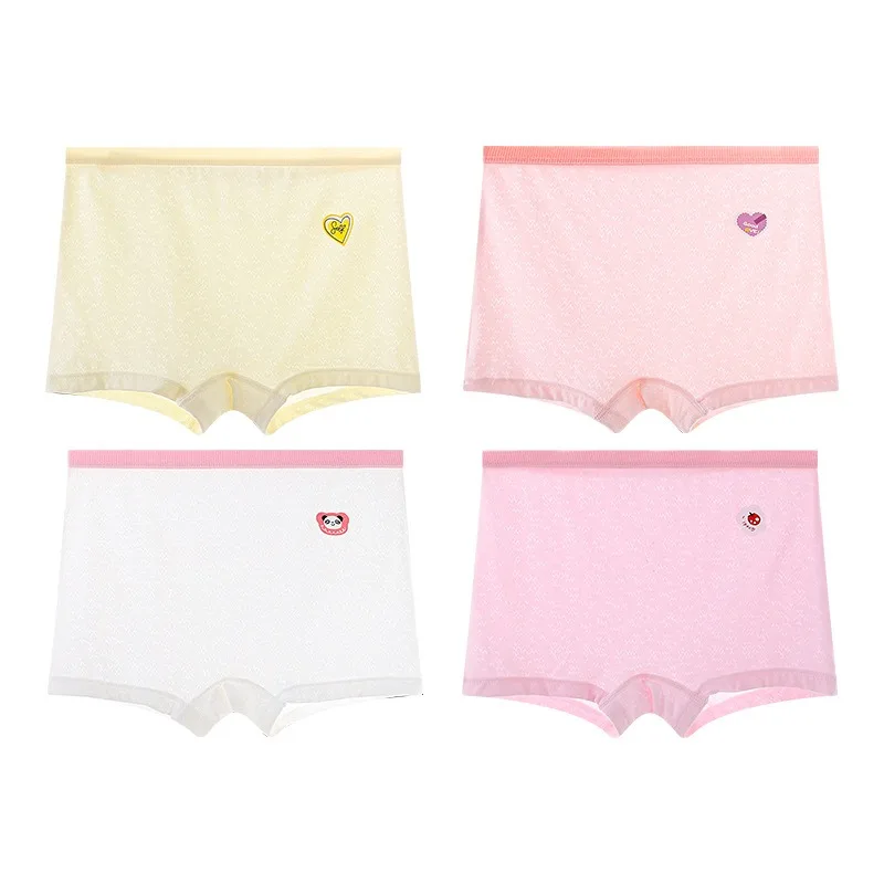 Summer Girls Mesh Breathable Panties 4PCS Kids Soft Comfort Antibacterial Knickers Cute Print Underwear 3+y Young Child Clothing