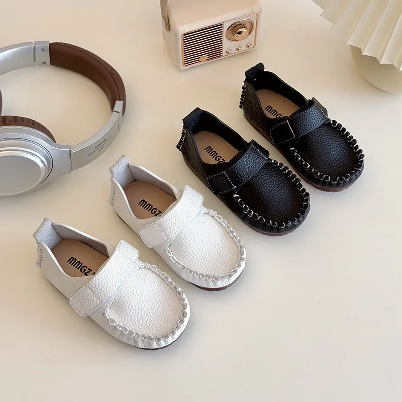 

Autumn Leather Shoes New Fashion Simple Girl Shoe Anti Slip Comfort Soft Kid Shoe Casual Exquisite Flat Bottomed Boys' Loafers