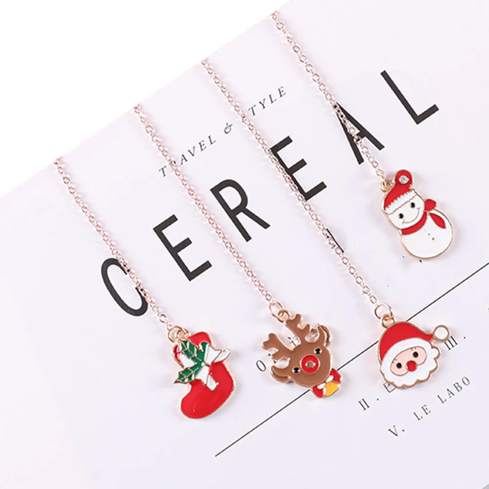

5Pcs Metal Bookmark Christmas Creative Pendant Reading Marker Gift Book Decoration for Students Bookmark Pendant