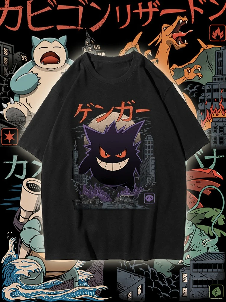 

2026 Summer Japanese-style Anime Pokémon Gengar Printed Loose Short-sleeved Cotton Children's T-shirt Tide Pure Cotton Unisex