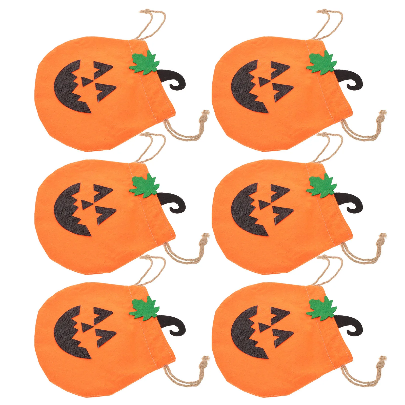 

6Pcs Pumpkin Trick Or Treat Bags Halloween Treat Bags Reusable Candy Containers Handheld Tote for Kids Party Favors