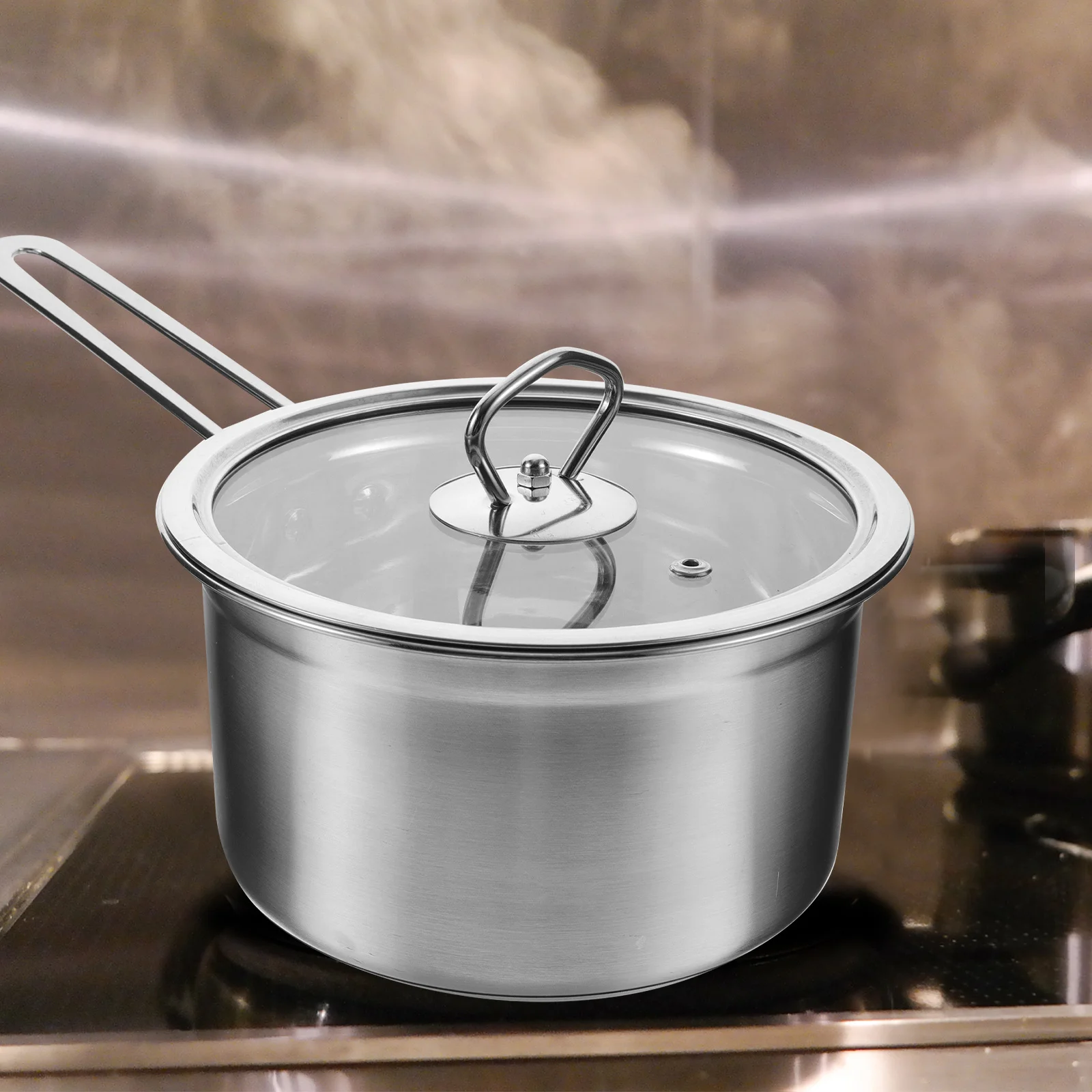 

Household Stainless Steel Small Milk Pot Multipurpose Cooking Pot Thick Soup Pan Stovetop Milk Holder Deep Fry Pan