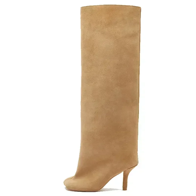 2025Autumn and Winter New 6cm Slim High Heels Knee High Women's Boots Round Toe Fashionable Women's Long Boots Knight Boots image 3