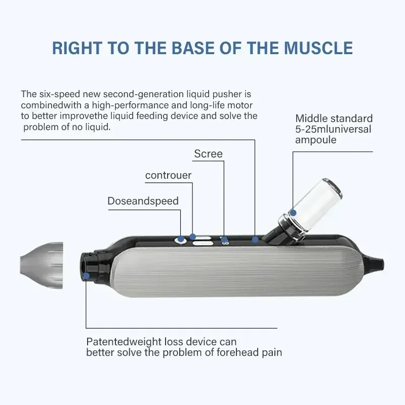 Pistola de injeção de água de alta pressão 2 em 1, jato de casca, oxigênio, máquina de limpeza facial, ferramenta de rejuvenescimento da pele