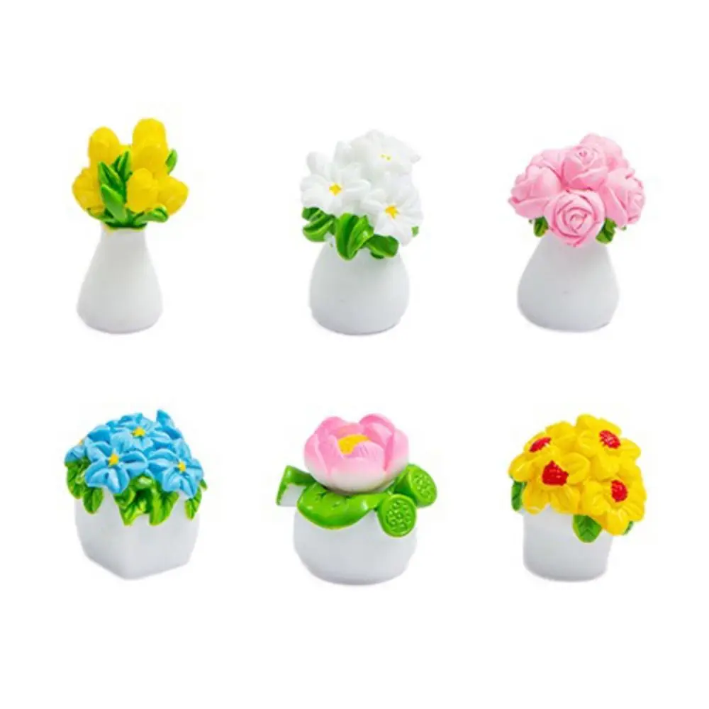 Resin Mini Flower Potted Plant Series Artificial Micro Landscape Ornaments Colorful Lifelike Simulation Potted Plants