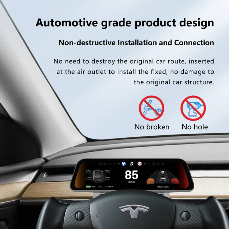  New 9.66'' Wireless CarPlay & Android Auto Dashboard For Tesla Model Y Juniper & Model 3 Highland Smart Instrument Cluster  view 3