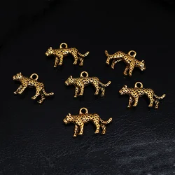 10pcs Antique Gold Color 3D Beast Leopards Metal Pendant Retro Bracelet Accessories DIY Charms For Jewelry Crafts Making M1145