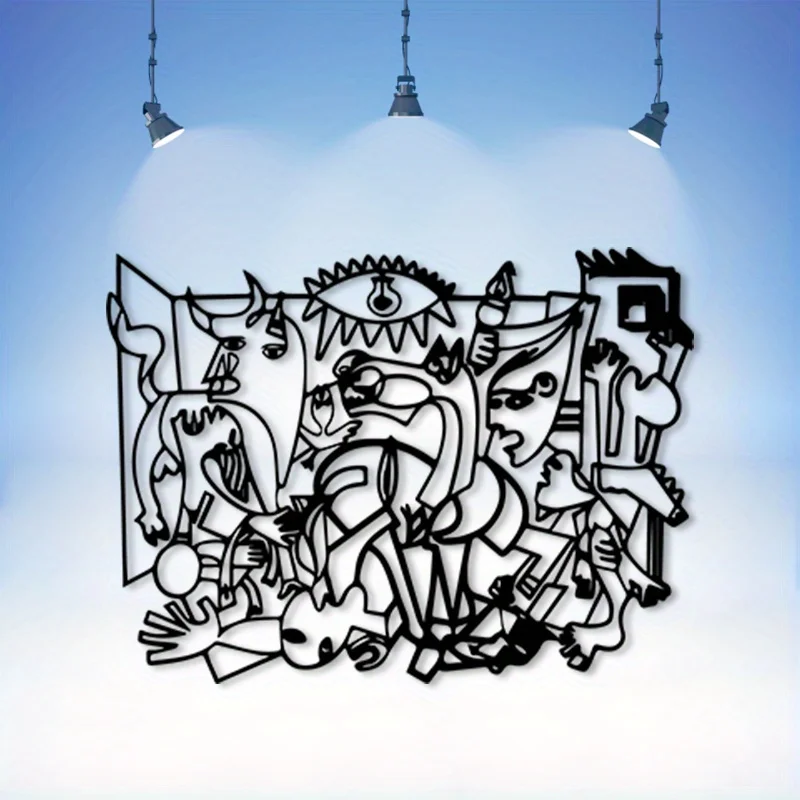 Guernica Minimal Line Metal Wall Art Abstract Iron Sculpture Home Decor