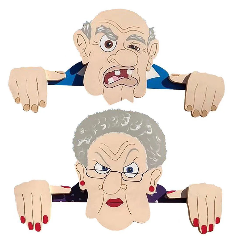 Garden Illustration Fence Decoration Wood Nozy Old Man/Lady Courtyard Art Decor
