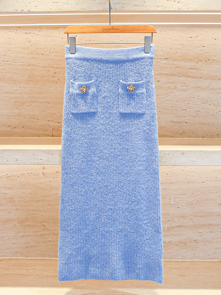 

High-End Knitted Open Cardigan Top And Skirt Set Autumn Winter Small Fraance Sle Women's Faion Ensemble Long Sv...