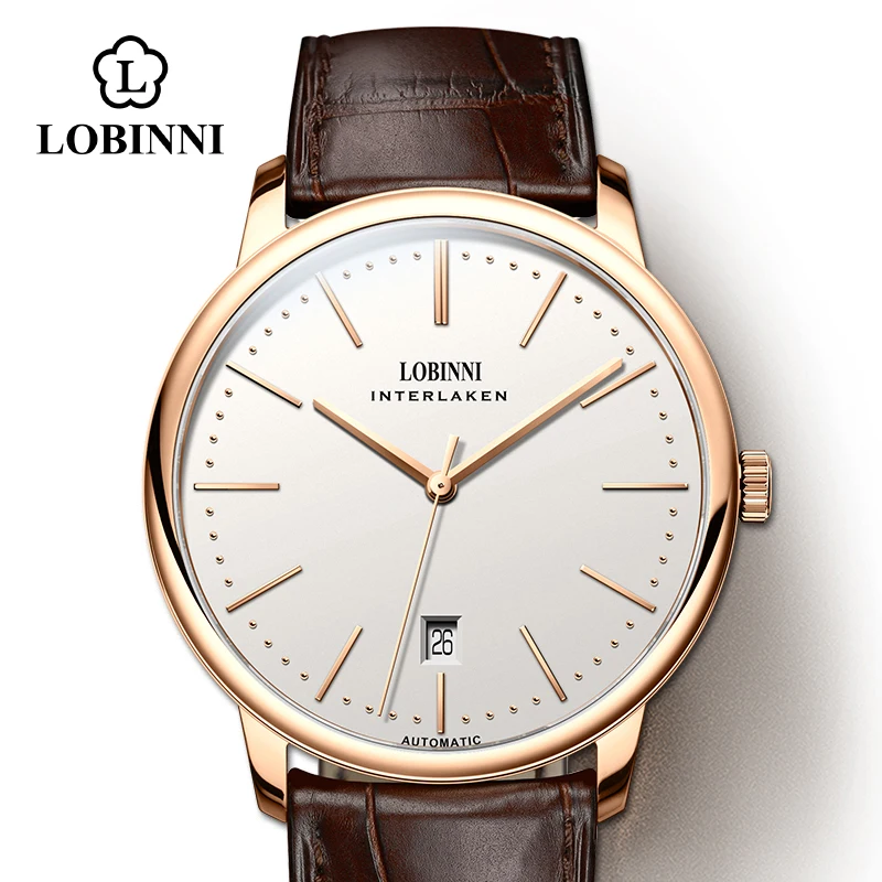 Lobinni Light Thin Automatic Mechanical Watch Mens 9015 Miyota Movement Men\'s Wristwatch Water Resistant Male Watches Simple