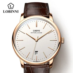 Lobinni orologio meccanico automatico leggero sottile uomo 9015 Miyota movimento orologio da polso da uomo resistente all'acqua orologi maschili semplici