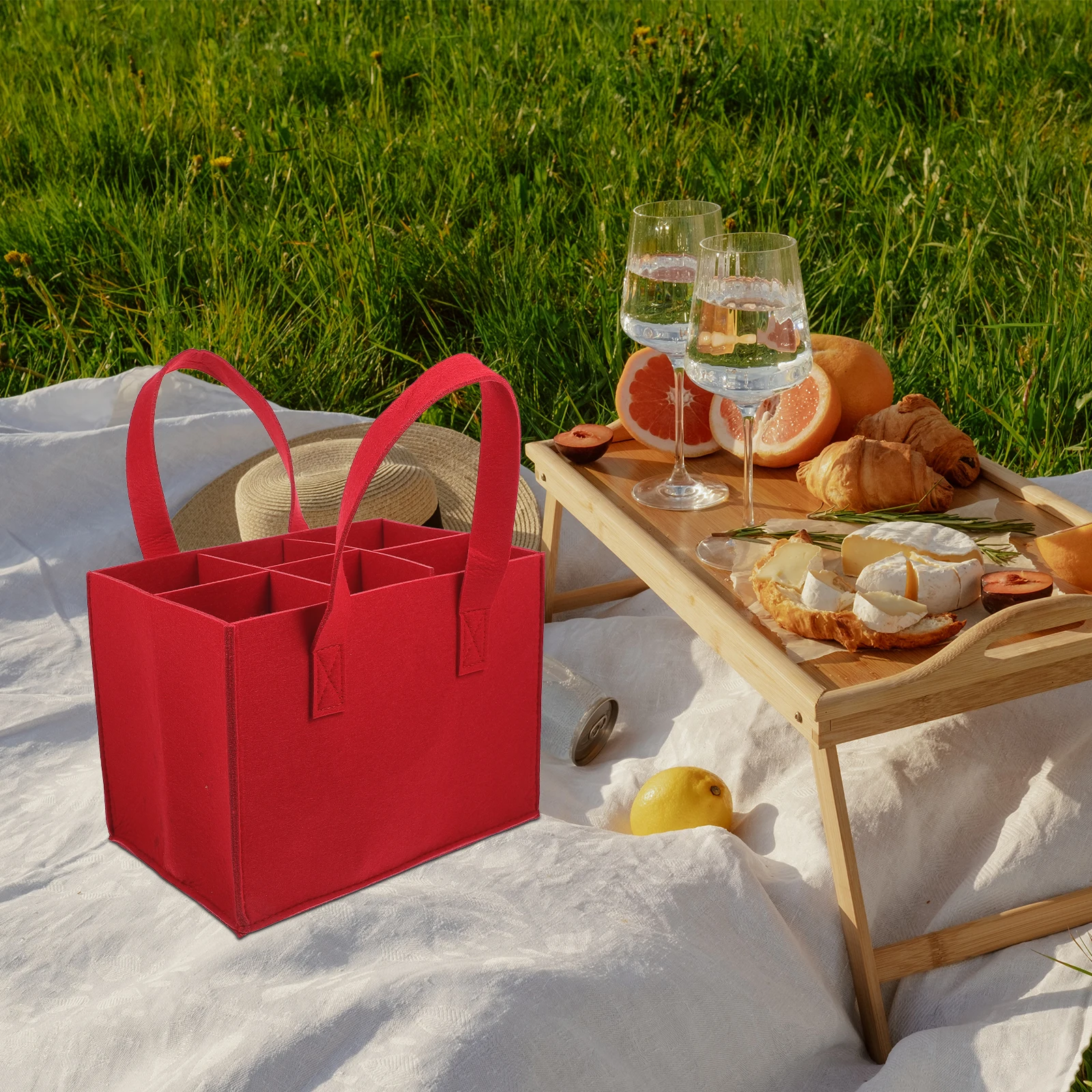 

2Pcs Felt Wine Bottle Tote Bag with Handle for Home Party Travel Gifts Bottle Carrier Bags Wine Storage Bag